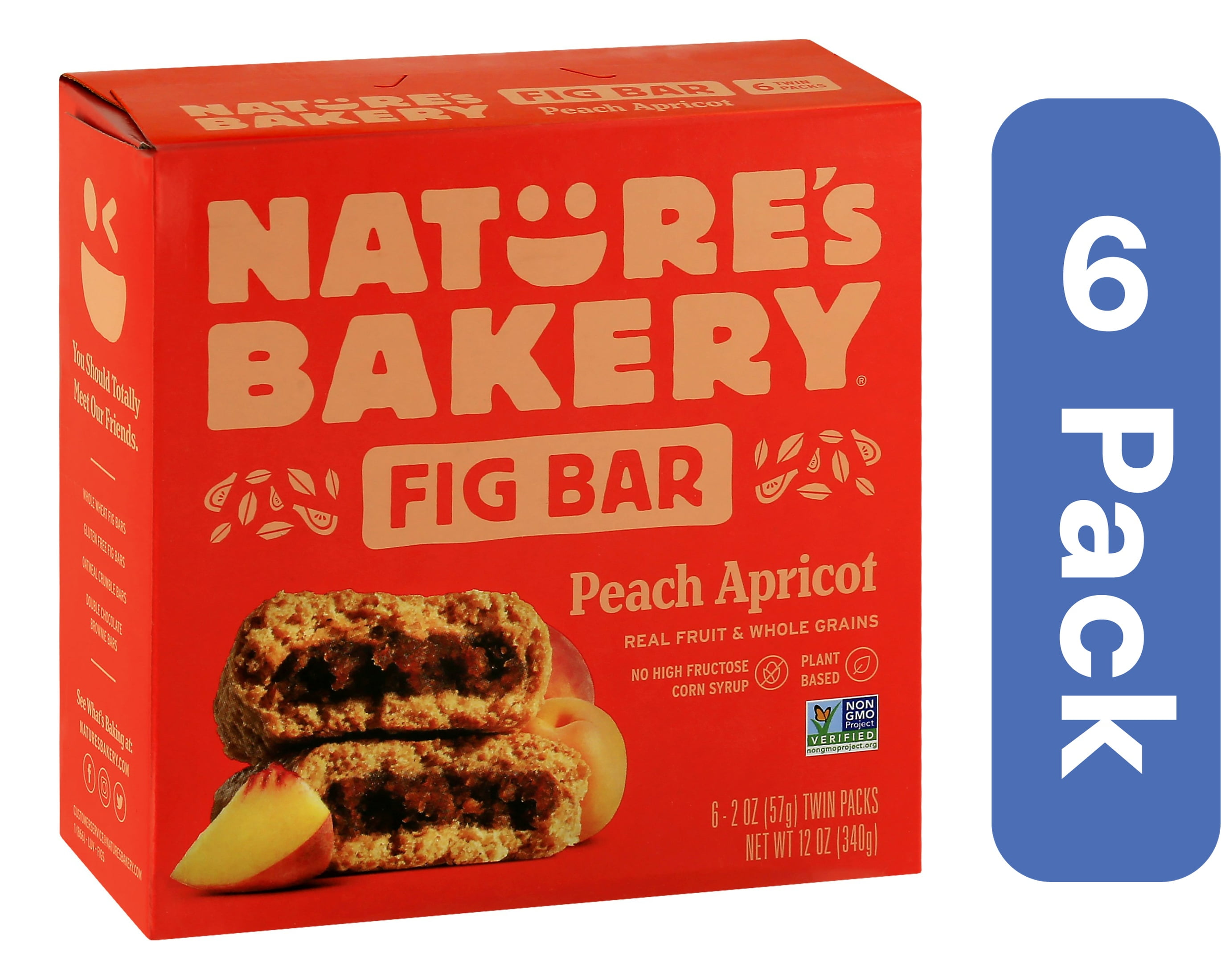 Nature's Bakery Fig Bar with Peach and Apricot 6 ct 12 oz (Pack Of 6)