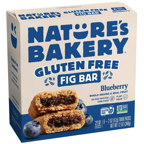 Nature's Bakery Gluten Free Blueberry Fig Bars, 6 Twin packs, 2 oz Each