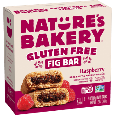 Nature's Bakery Gluten Free, Raspberry Fig Bars, 2 oz Each, 6 Twin Pack Box