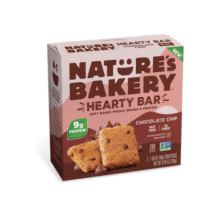 Nature's Bakery Chocolate Chip Hearty Bar, 1.69 Oz, 30 Snack Bars