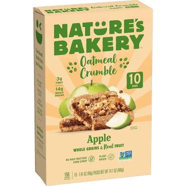 Nature's Bakery, Oatmeal Crumble, Apple, 10 Breakfast Snack Bars, 1.41 oz