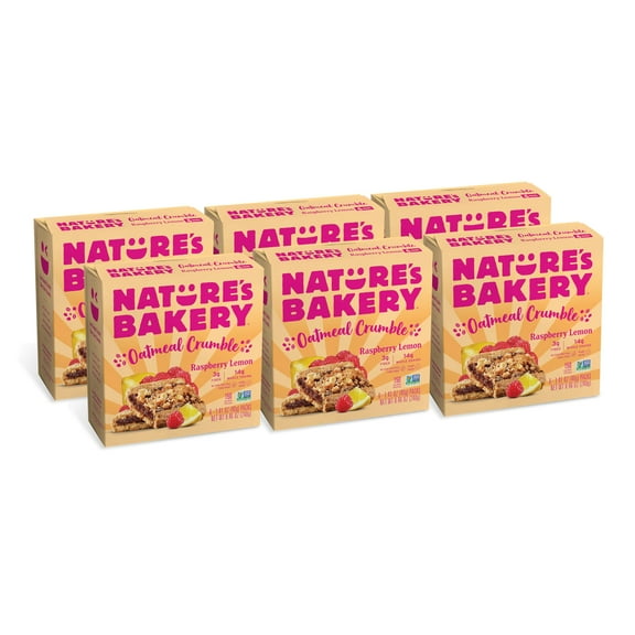 Nature's Bakery Oatmeal Crumble Bars, Raspberry Lemon, Real Fruit, Vegan, Non-GMO, Breakfast Bar, 6 boxes with 6 twin packs (36 twin packs)