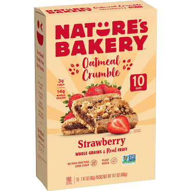 Nature's Bakery, Oatmeal Crumble, Strawberry Breakfast Snack Bars, 1.41 oz, 10 Count