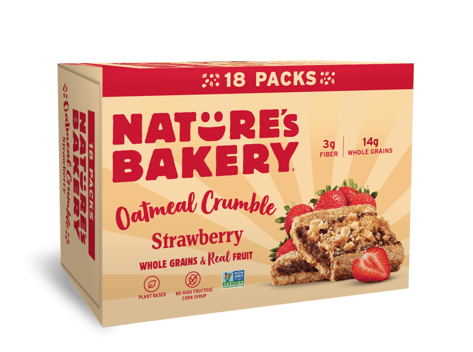 Nature's Bakery Oatmeal Crumble, Strawberry Breakfast Snack Bars, 1.41 oz, 18 Count