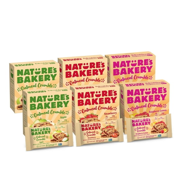 Nature's Bakery Oatmeal Crumble Variety Pack, 1.41 oz Snack Bars (36 Ct), Non-GMO, Plant-Based
