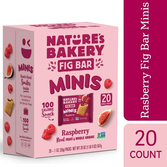 Natures Bakery, Raspberry Fig Bar Minis, 1 oz, 20 Count pack of 2