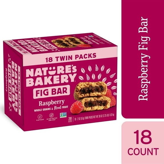 Nature's Bakery, Raspberry Fig Bar, Twin Pack, 2 oz Each, 18 Count Box ( 4 Box )