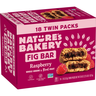 Nature's Bakery Raspberry Fig Bar, 2 oz Twin pack, 18 Count Box