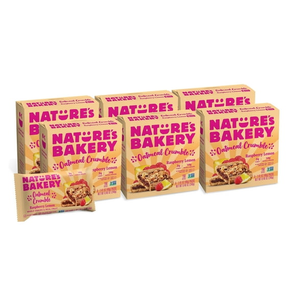 Nature's Bakery Raspberry Lemon Oatmeal Crumble Bars, 1.41 oz Bars, (36 Ct), Vegan, Non-GMO, Plant-Based