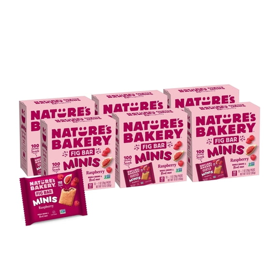 Nature's Bakery Raspberry Fig Bar Minis, 1 oz Snack Bars (60 Ct), Vegan, Non-GMO, Plant-Based