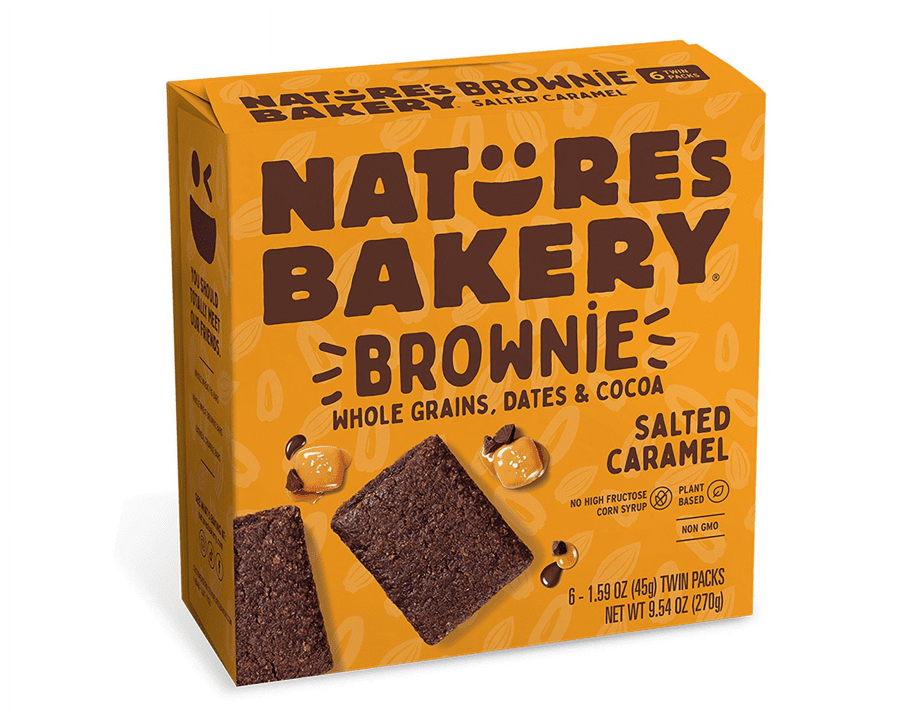 Nature's Bakery Salted Carmel Brownie Bars, Snack Bars, 6 Ct