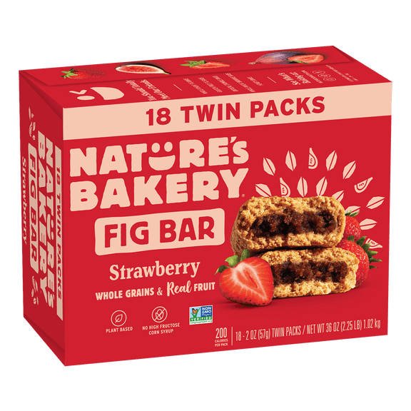 Nature's Bakery Strawberry Fig Bar, 2 oz Twin pack, 18 Count Box
