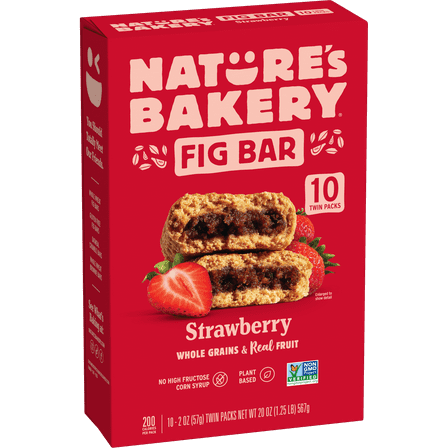 Nature's Bakery Whole Wheat Fig Bar Strawberry, 2 oz Twin packs, 10 Count