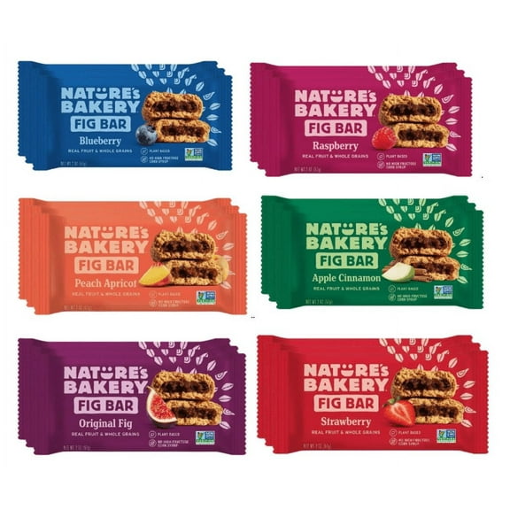 Natures Bakery Whole Wheat Fig Bars, Ground Whole Wheat Fig Bars 6 Flavor Variety Pack (18 Count)
