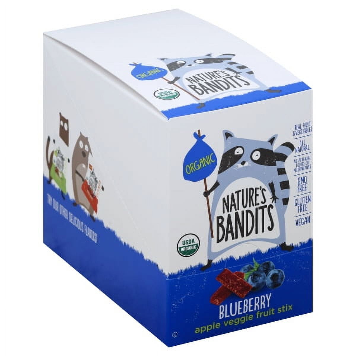 Nature's Bandits Organic Fruit & Veggie Stix - Blueberry, 1 Box Of 16 (1.0 Oz) Bags - Gluten Free, Vegan, Kosher Snacks