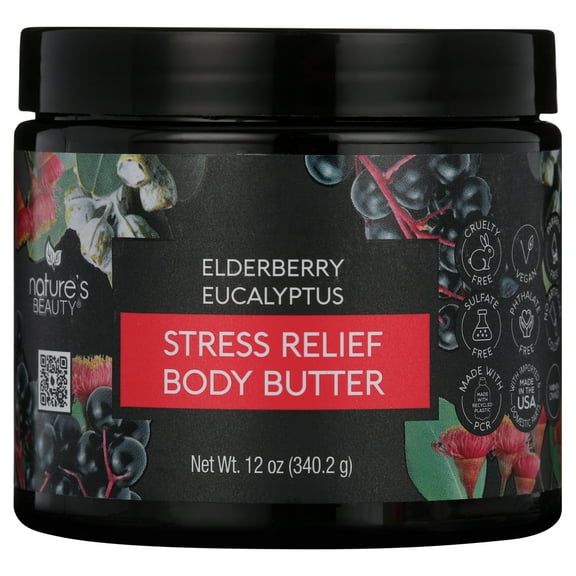 Nature's Beauty Stress Relief Elderberry Body Butter, All Skin Types, 12 oz