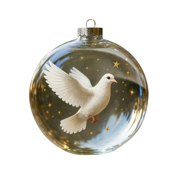 Nature’s Birds Crystal Glass Ornament Set, Hummingbird Ornaments for Christmas Tree Cardinal Bird Glass Clear Plastic Christmas Balls Xmas Tree Memorial Gifts, Holiday Family