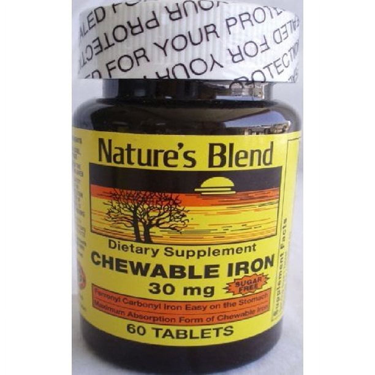Nature's Blend 9041 Chewable Carbonyl Iron 30 mg Sugar Free LemonLime