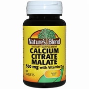 Nature's Blend Calcium Citrate Malate + Vitamin D3 Tablets, 500 mg, 60 Ct