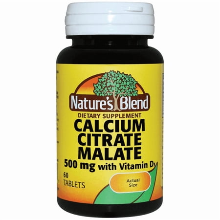 Nature's Blend Calcium Citrate Malate + Vitamin D3 Tablets, 500 mg, 60 Ct