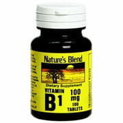 Natures Blend Dietary Supplement Vitamin B-1, Preservative Free, 100ct, 2-Pack