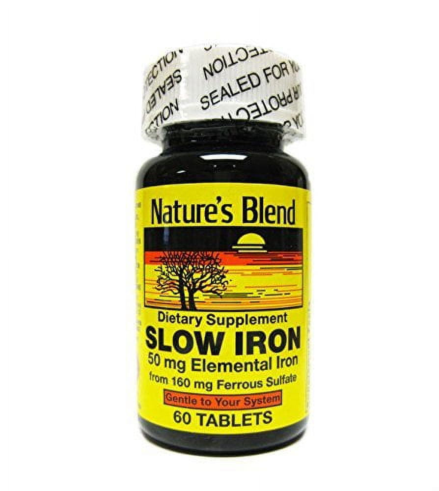 Nature's Blend Elemental SlowPotency Iron Ferrous Sulfate, 60 ct, 5 Pack