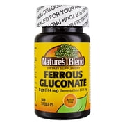 Natures Blend Ferrous Gluconate Tablets, 324 mg, 100 Ct