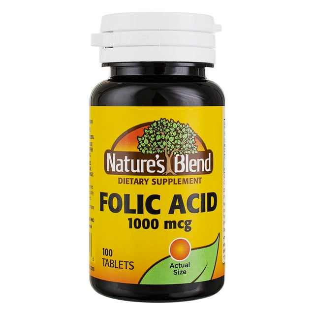 Nature's Blend Folic Acid Tablets, 1000, 100 Ct - Walmart.com