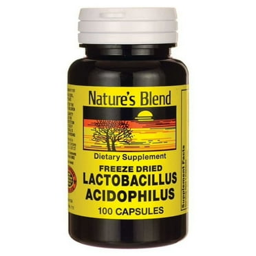 Nature's Blend Freeze Dried Lactobacillus Acidophilus Digestive Probiotic Supplement - Promotes Bowel & GI Tract Health - 25 Million CFU - Gluten & Preservative-Free - 100 Capsules - Pack of 2