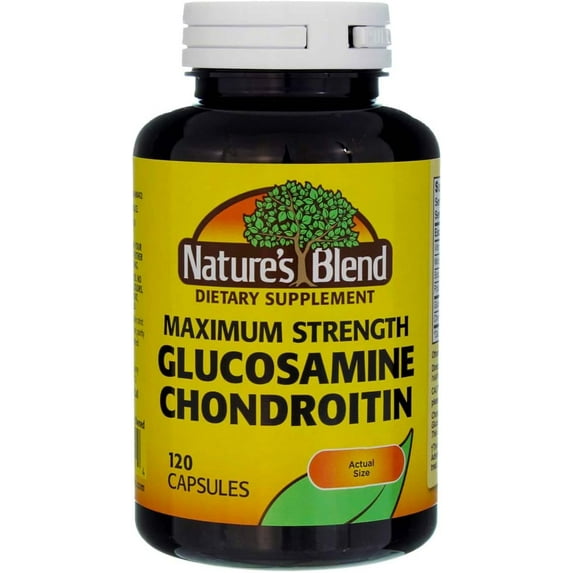 Nature's Blend Glucosamine Chondroitin Maximum Strength Supplement - For Joint, Cartilage Support for Mobility, Flexibility & Connective Tissue Health - Gluten-Free Formula - 120 Caps - Pack of 3