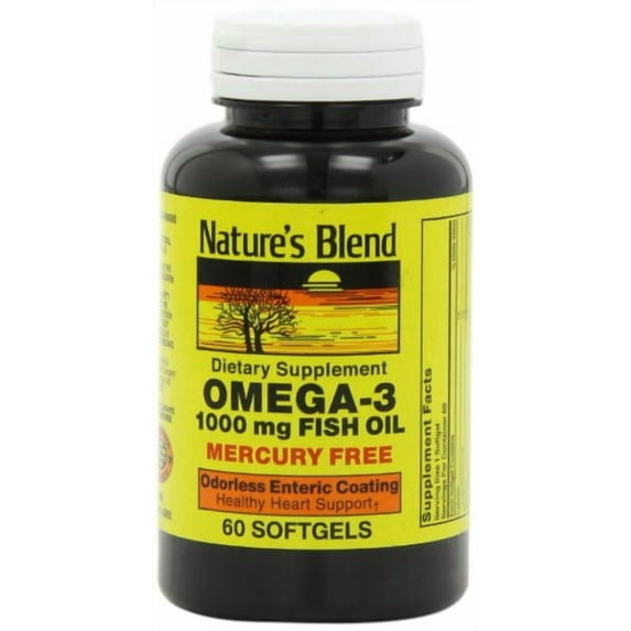 Nature's Blend Odorless Omega-3 Fish Oil Mercury Free 1,000 mg 60 Sgels