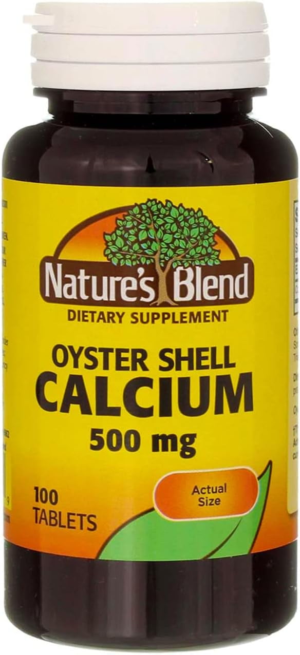 Nature's Blend Oyster Shell Calcium 500mg with D3 Vitamin D3, 100 ct, 6 Pack