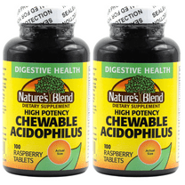 Nature's Blend Raspberry Chewable Probiotic Supplement, 100 Tablets, 2 Pack
