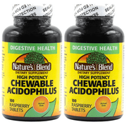 Natures Blend Raspberry Chewable Probiotic Supplement, 100 Tablets, 2 Pack