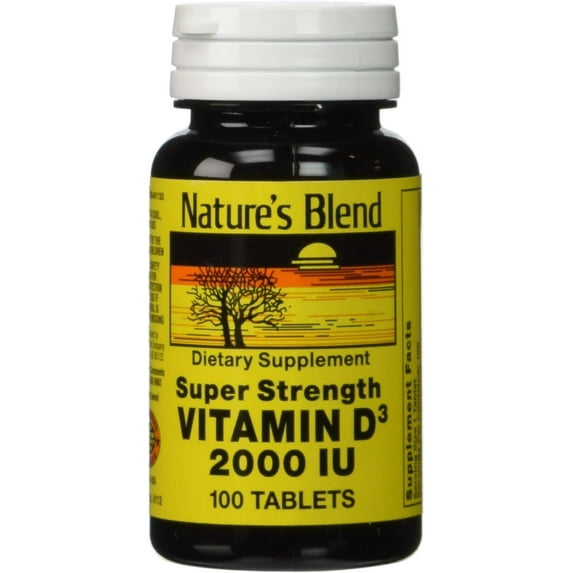 Nature's Blend Super Strength Vitamin D3 (2000 IU) Supplement - For Immune System Booster, Colon & Bone Health - Gluten-Free Formula, No Added Sugar & Quality Assurance - 100 Softgels - Pack of 3