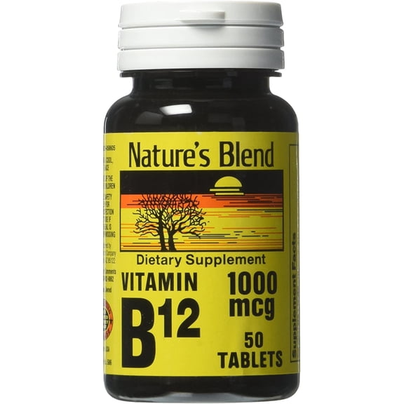 Nature's Blend Vitamin B12 100 mcg Tablets 100 Count Dietary Supplement