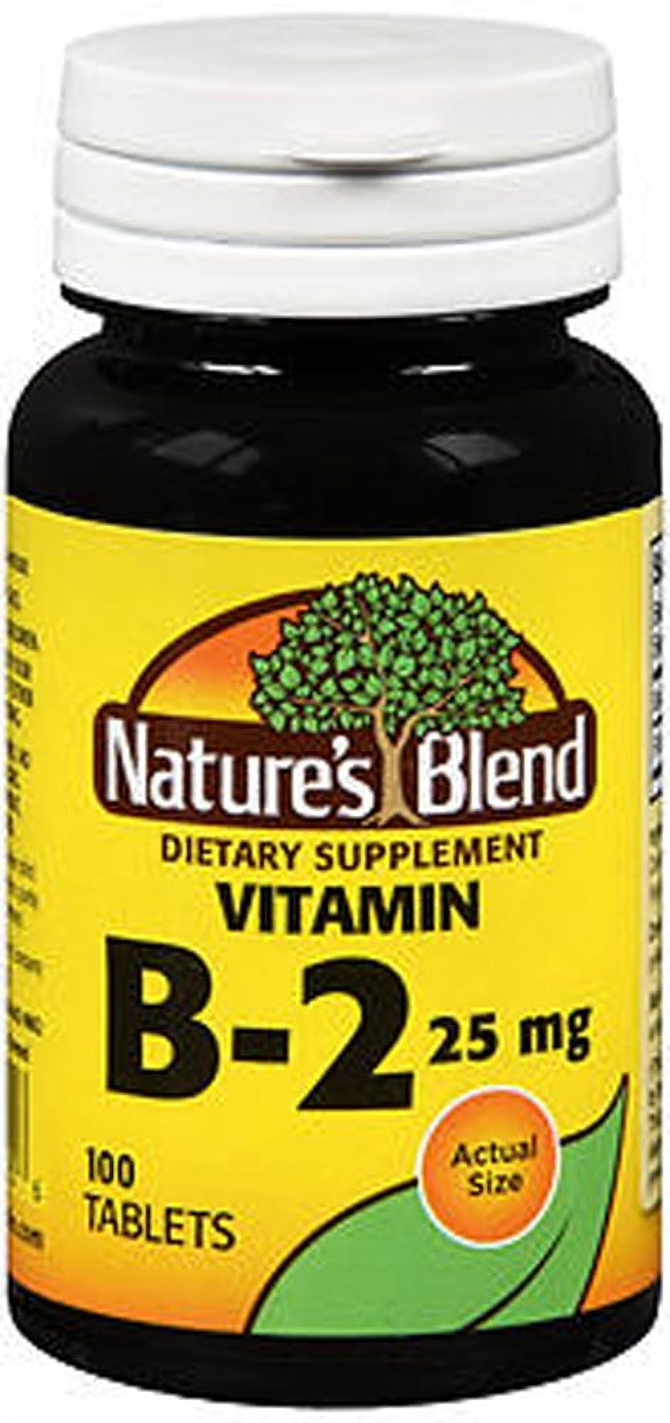Nature's Blend Vitamin B2 25mg Tablets, 100 ct Energy Release, Gluten