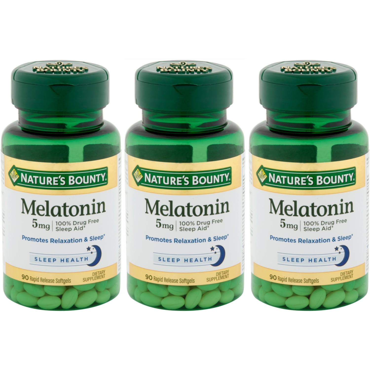Nature's Bounty 5Mg Melatonin Treat Relaxation & Sleep Aid, 90Ct, 3-Pack