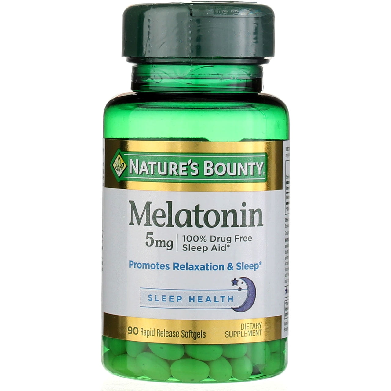 Nature's Bounty Sleep Health Melatonin Rapid Release Softgels, 5 mg, 90 Ct (5 pack) (Bundle)