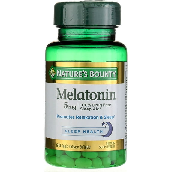 Nature's Bounty Sleep Health Melatonin Rapid Release Softgels, 5 mg, 90 Ct (5 pack) (Bundle)