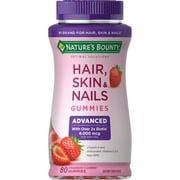 Natures Bounty Advanced Hair Skin and Nails Vitamins with Biotin, Beauty Support Strawberry Gummies, 80 Count