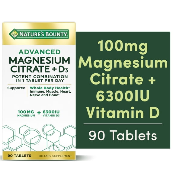 Nature’s Bounty® Advanced Vitamin D3 with Magnesium, Immune and Bone Supplement, 90 Tablets