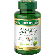 Nature's Bounty Anxiety & Stress Relief Ashwagandha KSM-66, Dietary Supplement, Tablets, 90 Ct