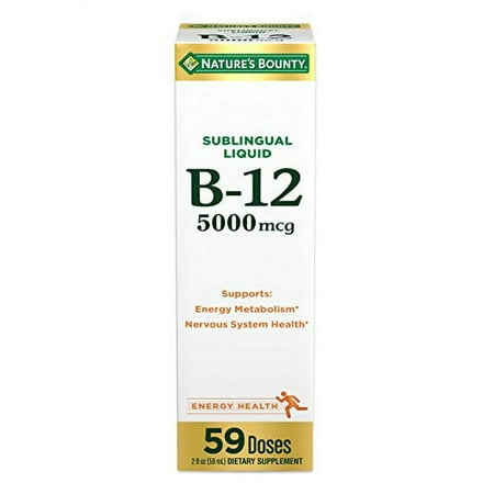 Nature's Bounty B-12 5000 mcg Sublingual Liquid Energy Health,2 Fl Oz (1 Count)
