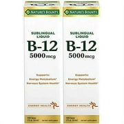 Natures Bounty B-12 5000 mcg Sublingual Liquid Energy Health, 2 Fl Oz 2 Bottles