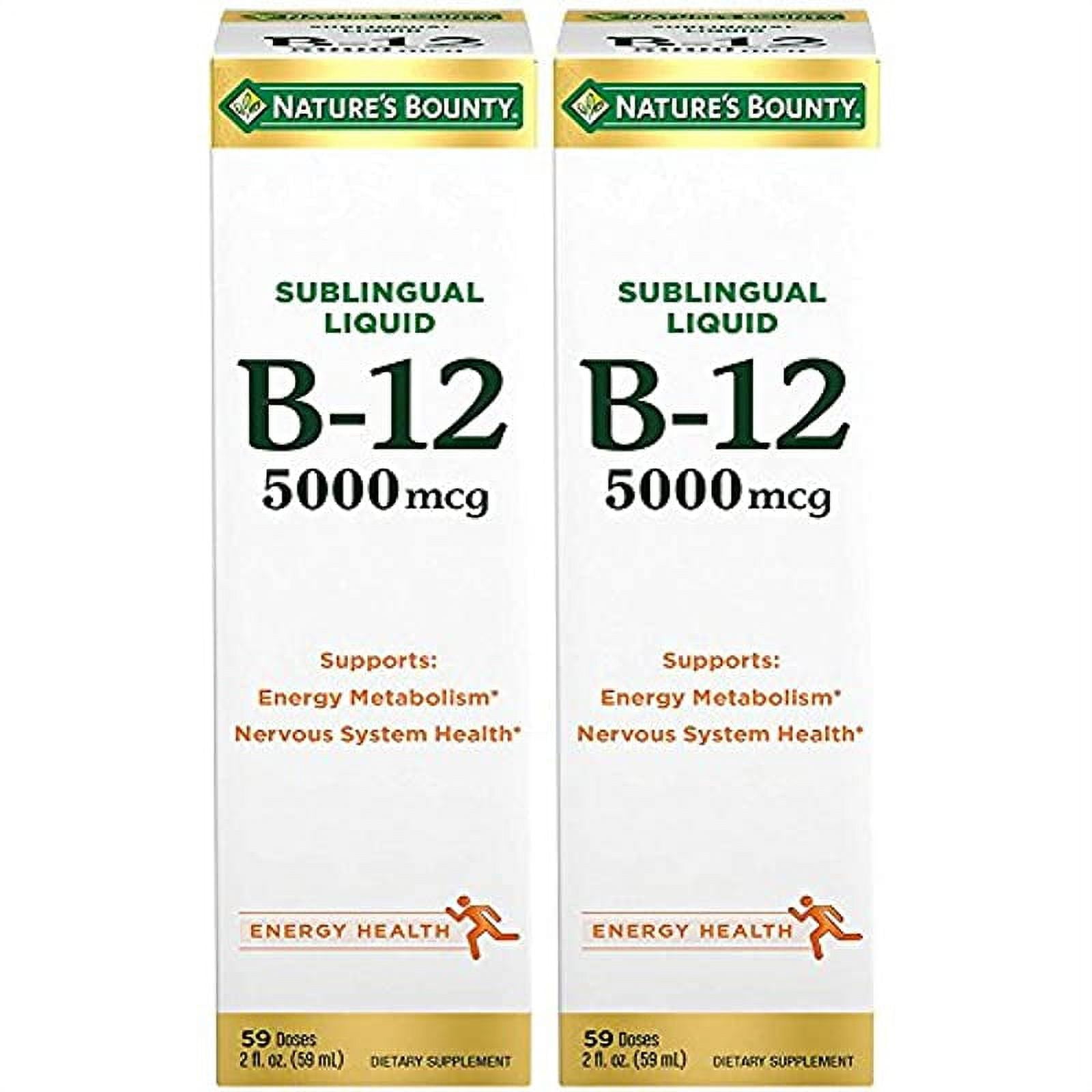 Nature's Bounty B12 5000 mcg Sublingual Liquid Energy Health, 2 Fl Oz