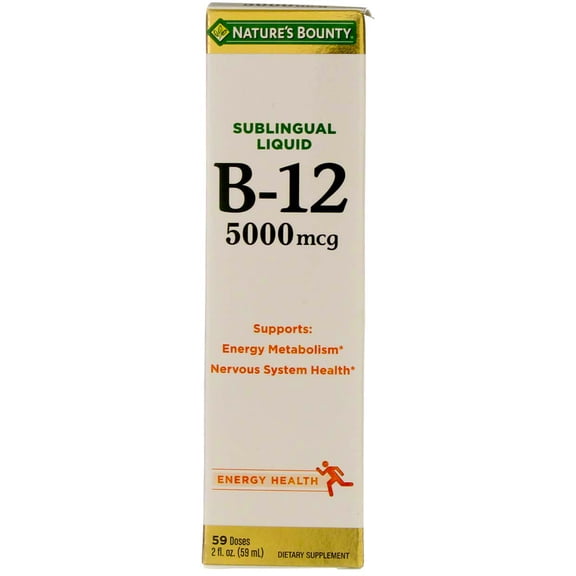Nature's Bounty B-12 5000 mcg Sublingual Liquid Energy Health 2 oz (Pack of 3)