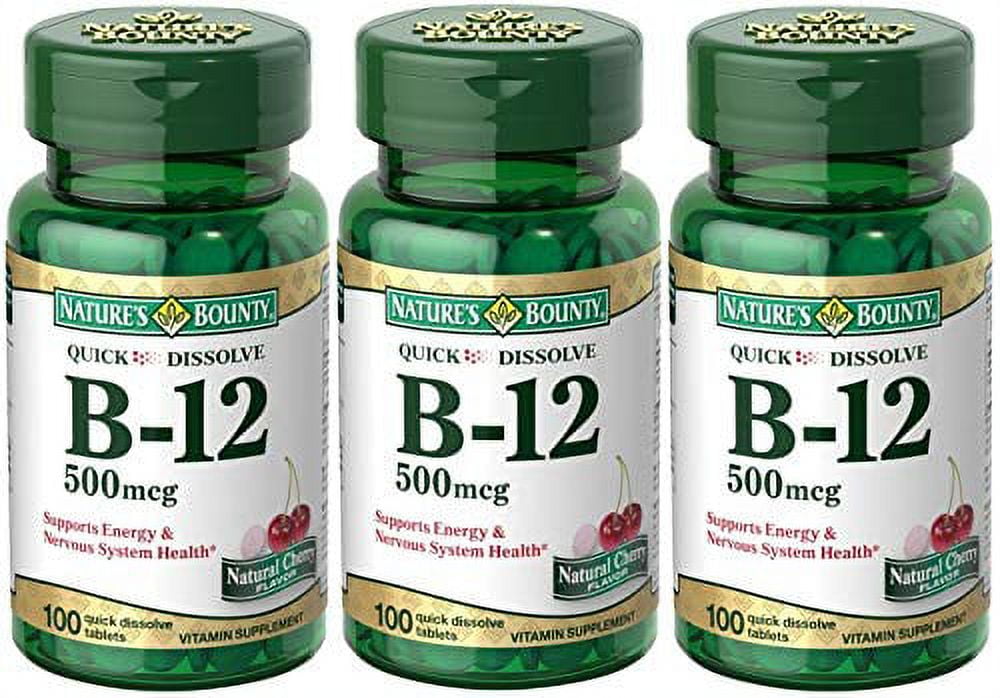 Nature's Bounty B12 Quick Dissolve Tablets 500 Mcg, 100 Count (Pack of