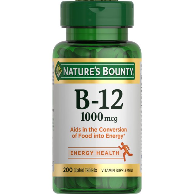 Nature’s Bounty Vitamin B12 Tablets, 1000 mcg, 200 Count, Vegetarian