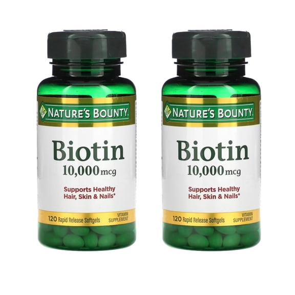 Nature's Bounty Biotin 10,000 mcg, Rapid Release Softgels 120 ea (Pack of 2)